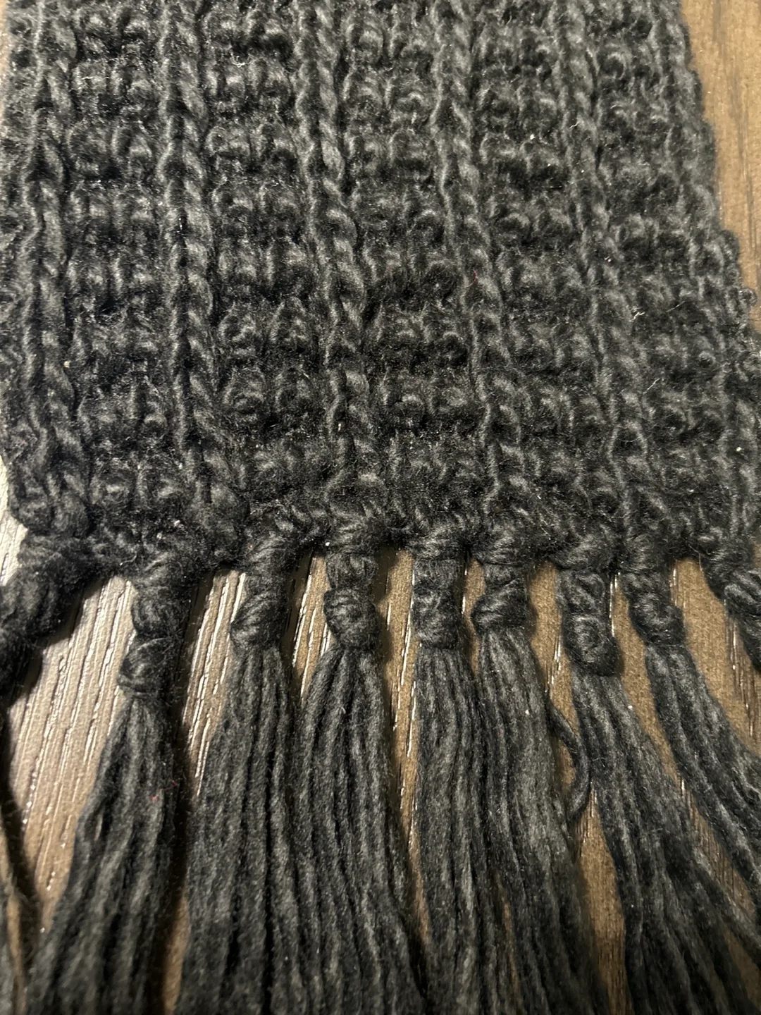 Black Knit Scarf with Tassels image indicator(2)