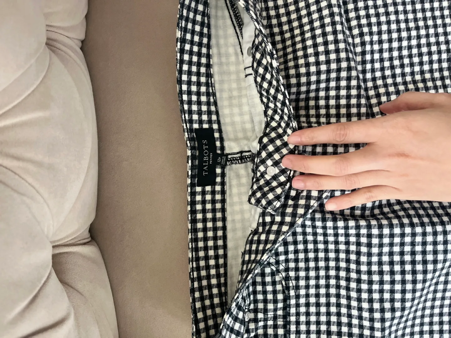 Talbots Black and White Gingham Mini Skirt image indicator(3)