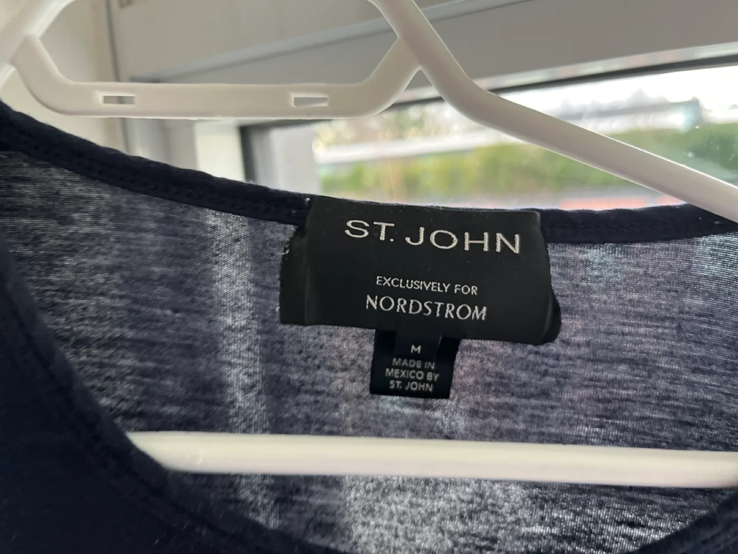 St. John Navy Blue Top with Lace Sleeves image indicator(2)