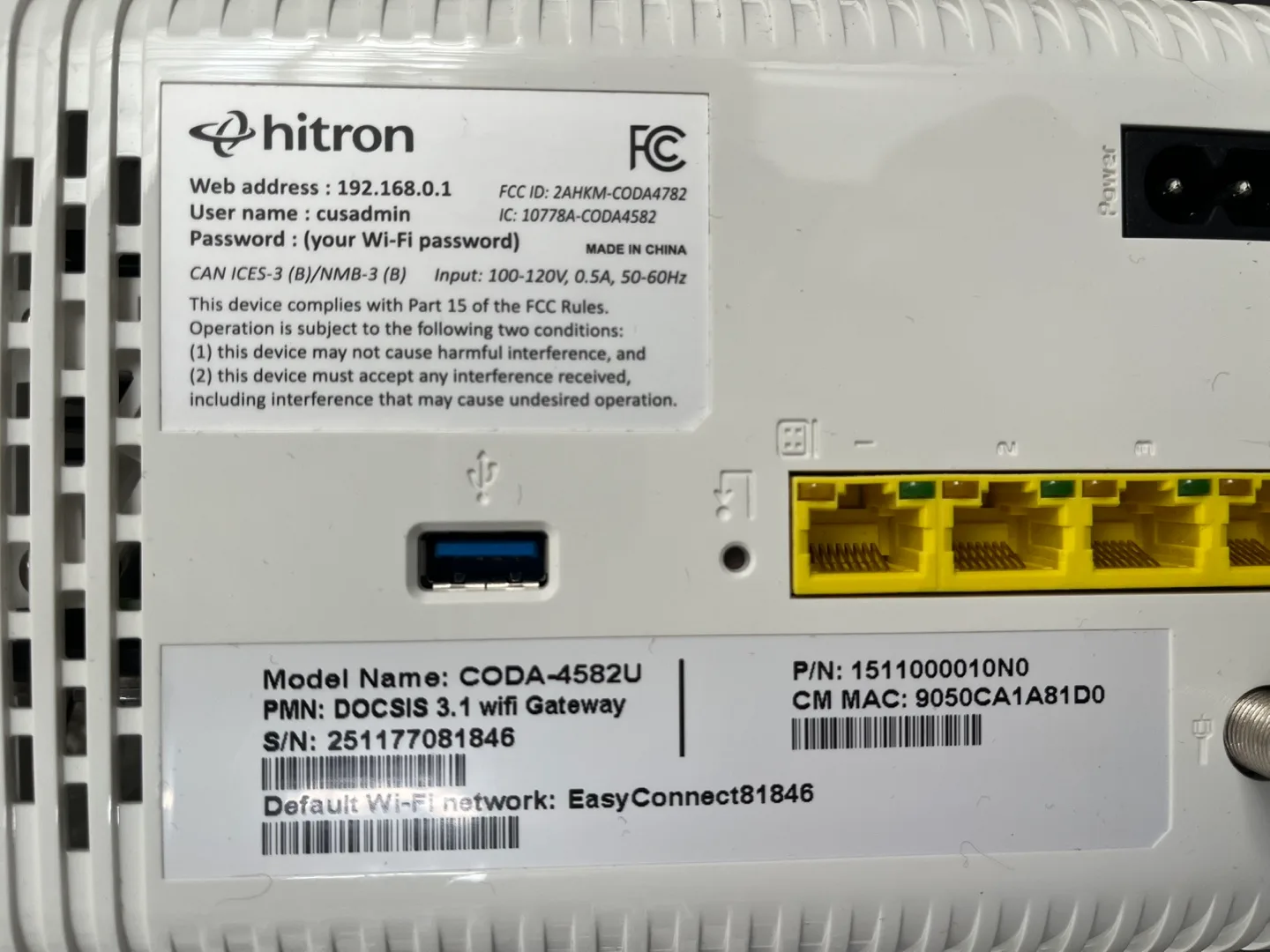 Hitron CODA-4582U WiFi Gateway image indicator(5)