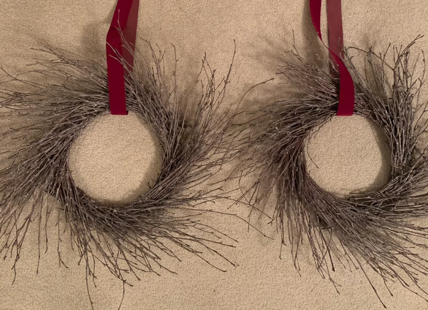 Brand new large natural twig wreaths w/ribbon image indicator(3)