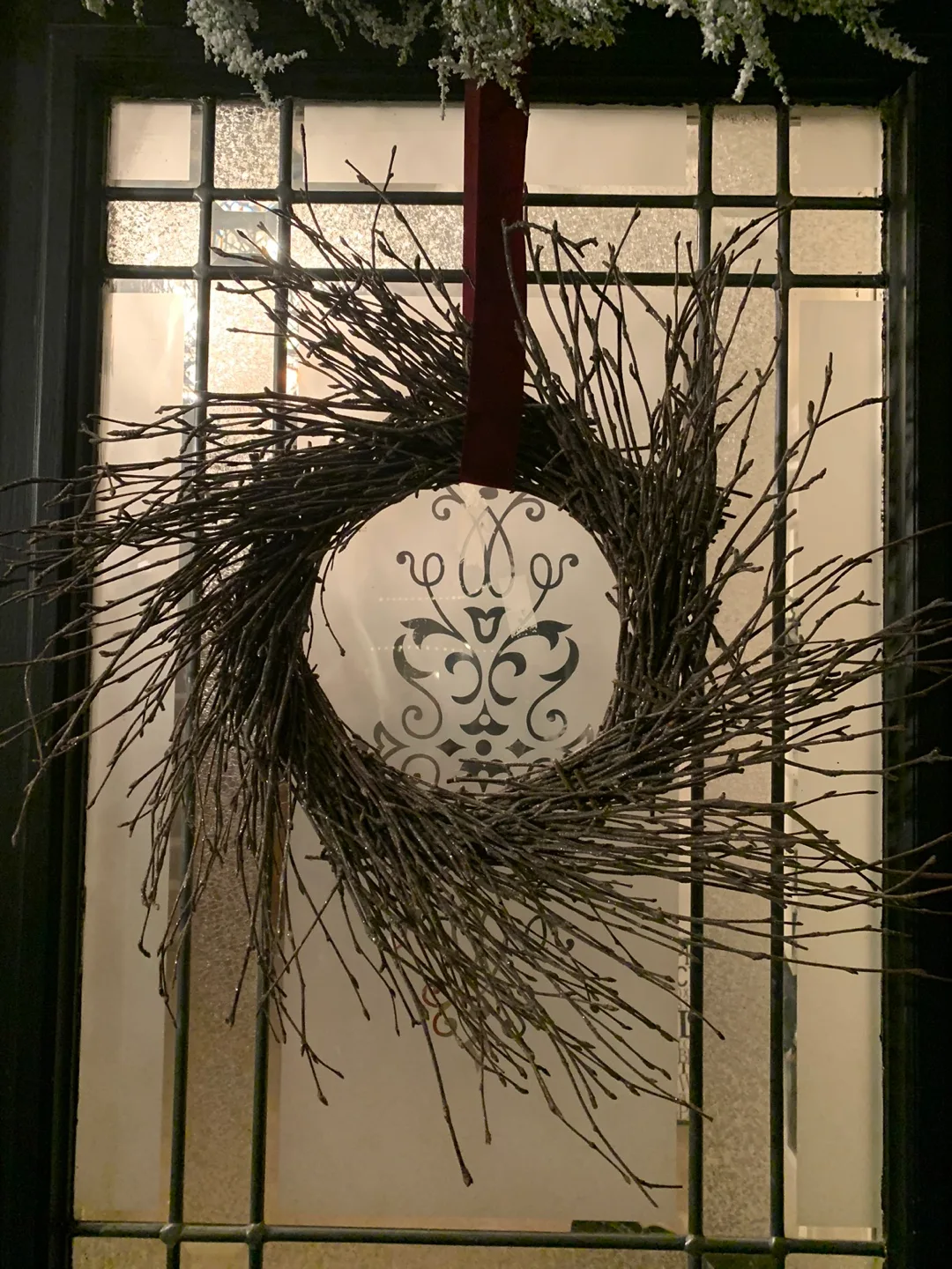 Brand new large natural twig wreaths w/ribbon image indicator(2)