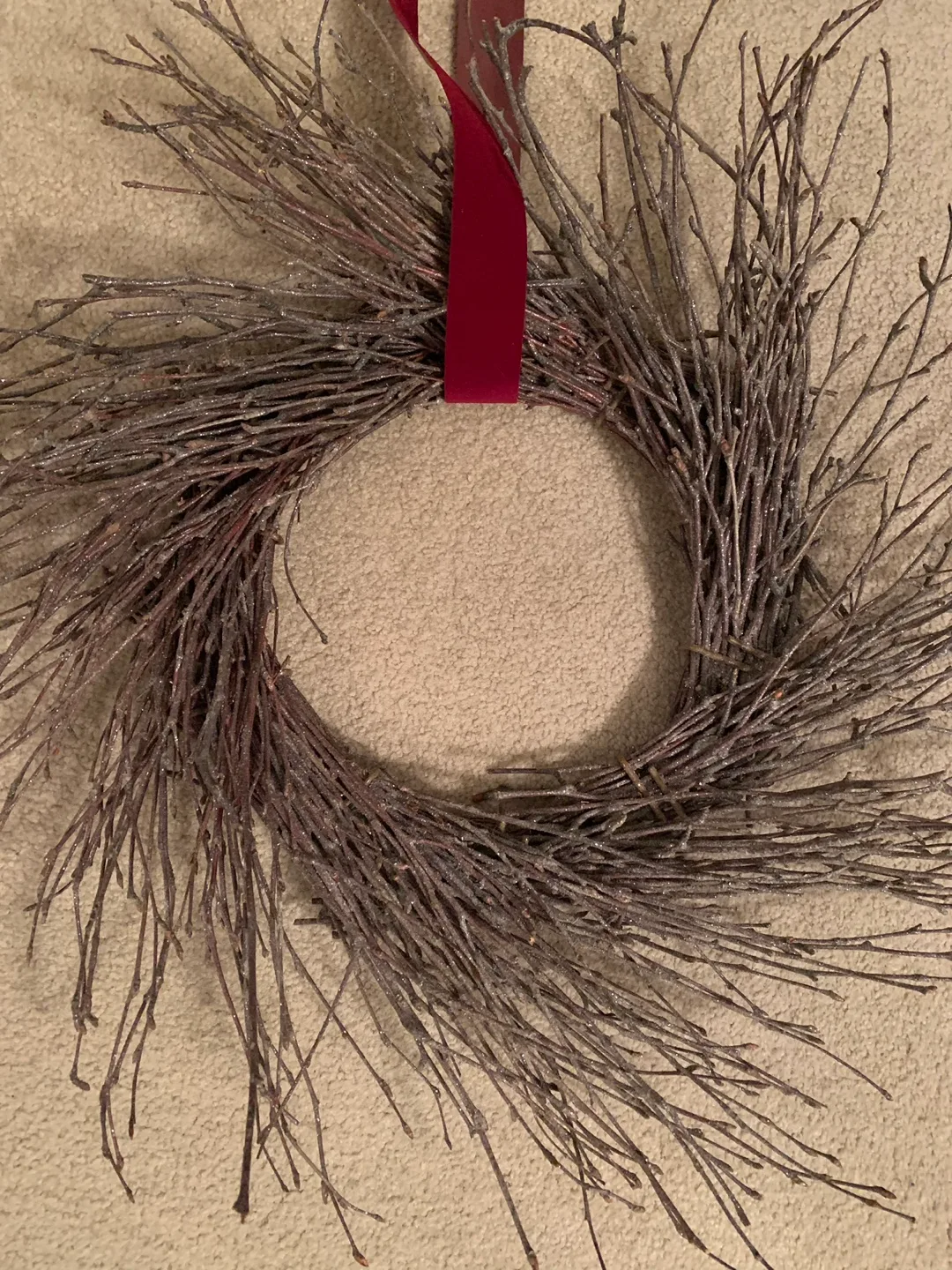 Brand new large natural twig wreaths w/ribbon image indicator(4)
