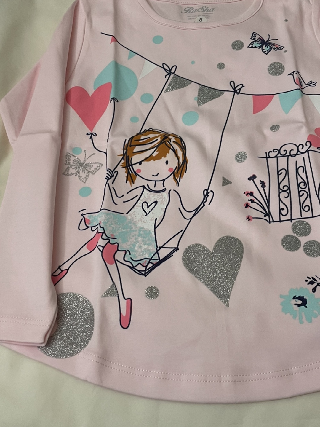 Pink long sleeve shirt with glitter details - photo 2