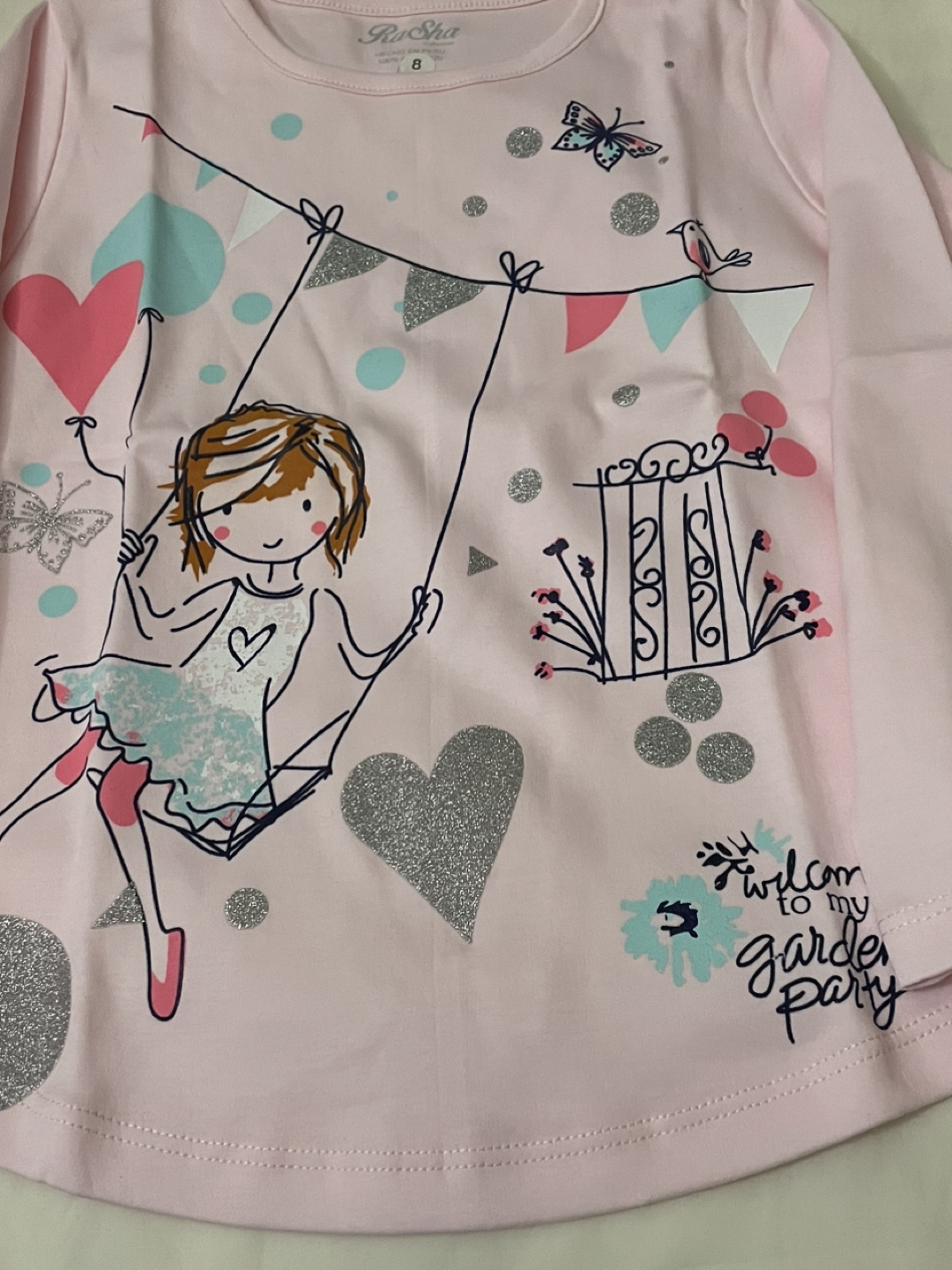 Pink long sleeve shirt with glitter details - photo 3