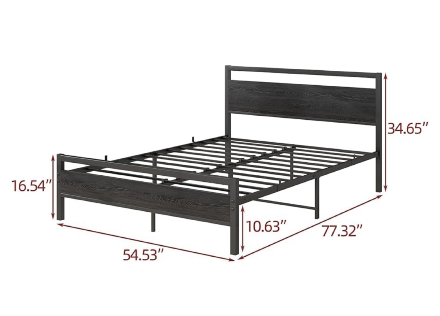 Metal Bed Frame with Headboard and mattress - photo 3