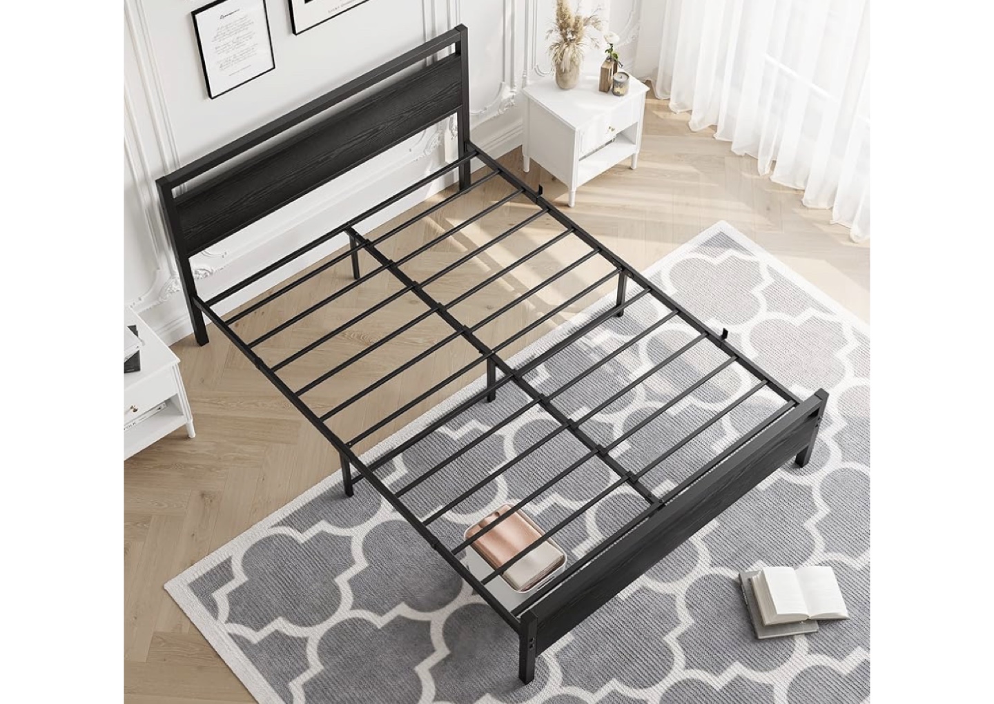 Metal Bed Frame with Headboard and mattress - photo 2