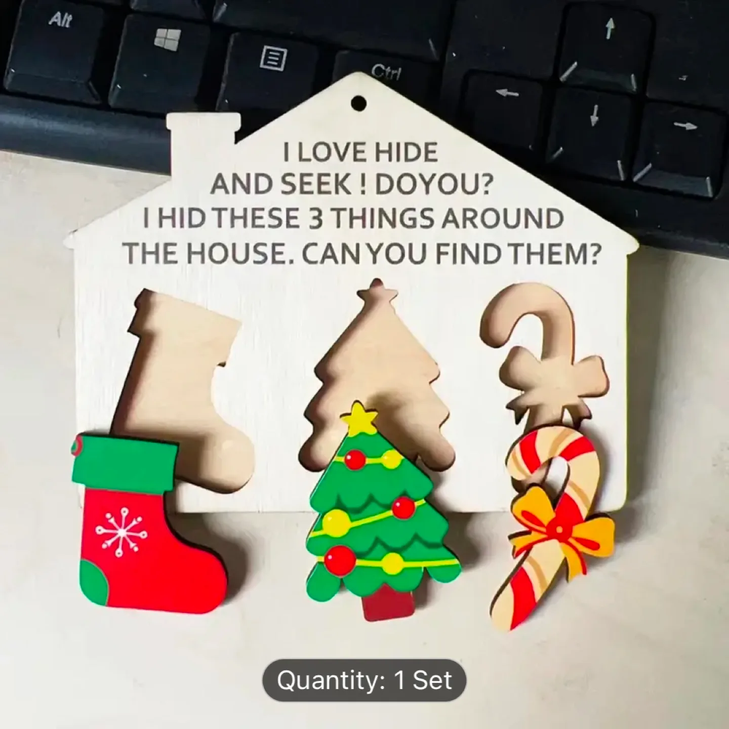 Brand New Wooden Christmas Hide and Seek Ornament image indicator(2)