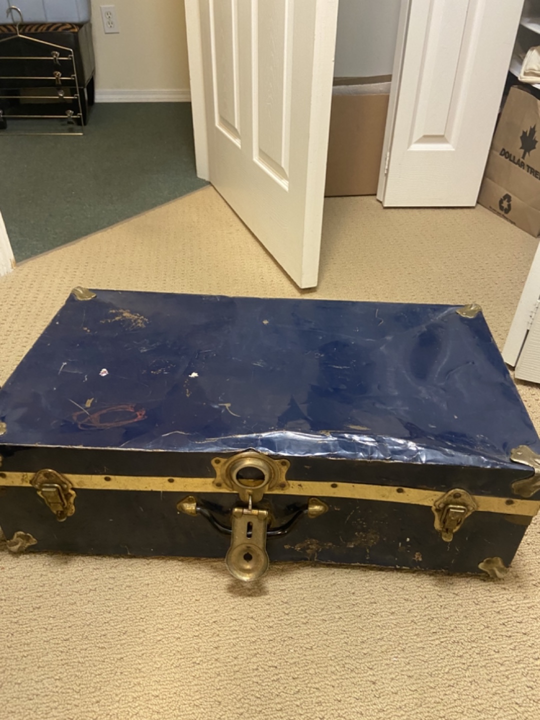 Vintage Blue Metal Suitcase