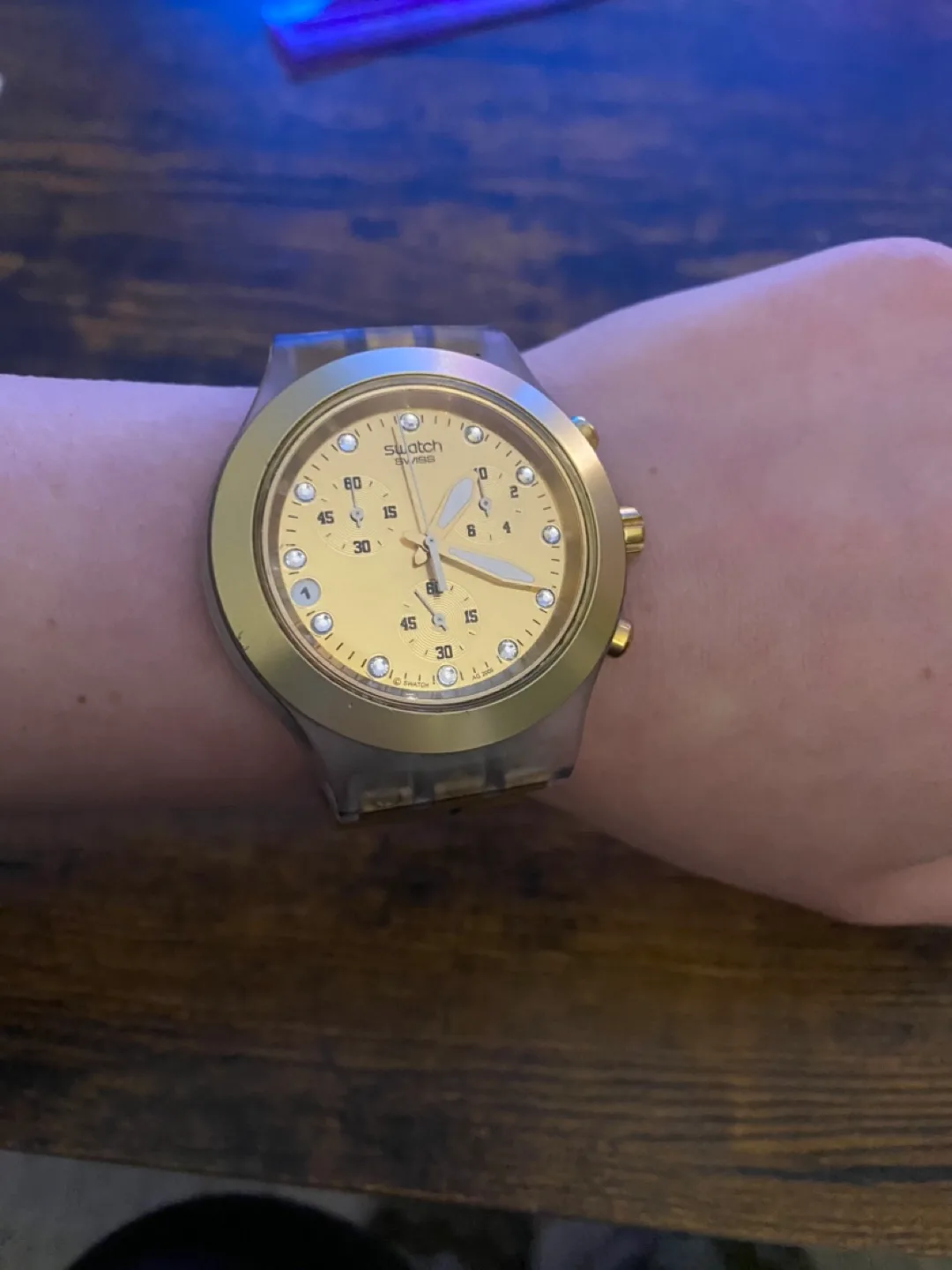 Swatch Diaphane Gold Chronograph Watch image indicator(5)