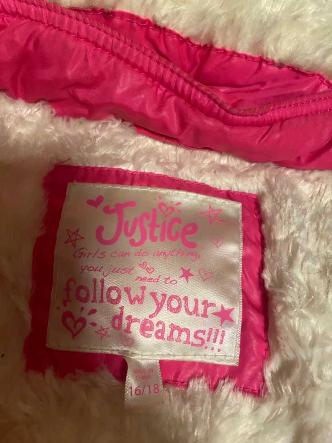 Justice Pink Winter Jacket with Faux Fur Hood image indicator(3)