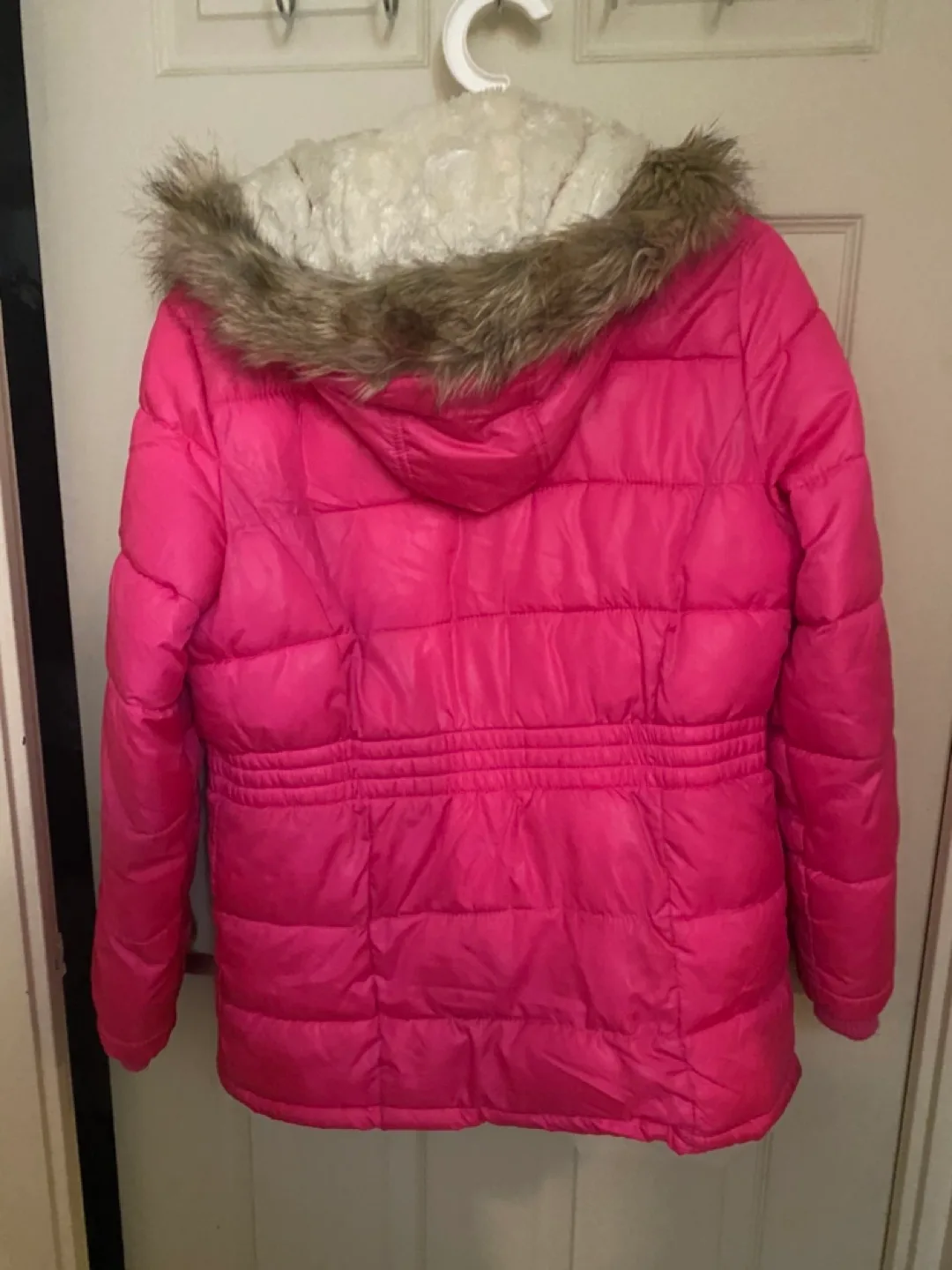 Justice Pink Winter Jacket with Faux Fur Hood image indicator(2)