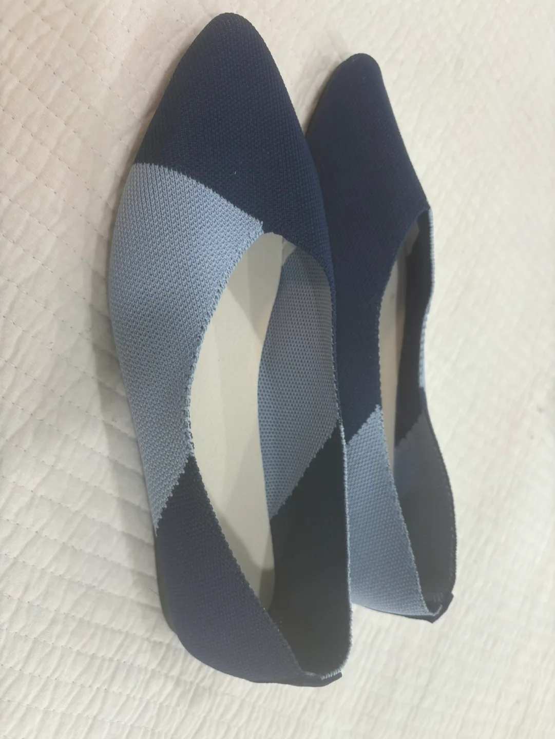 Knit Blue and Light Blue Slip-On Flats thumbnail