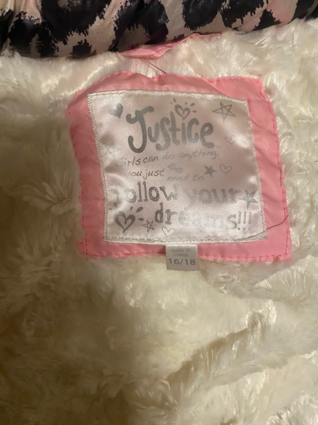Justice Girls Leopard Print Winter Jacket Size 16/18 image indicator(5)