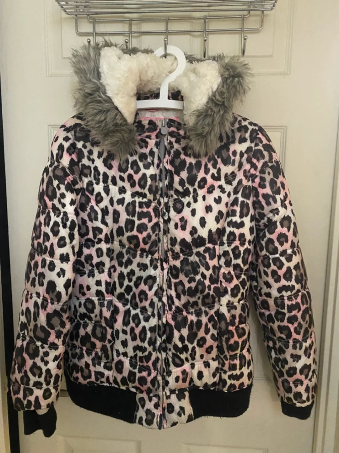 Justice Girls Leopard Print Winter Jacket Size 16/18 image indicator(2)