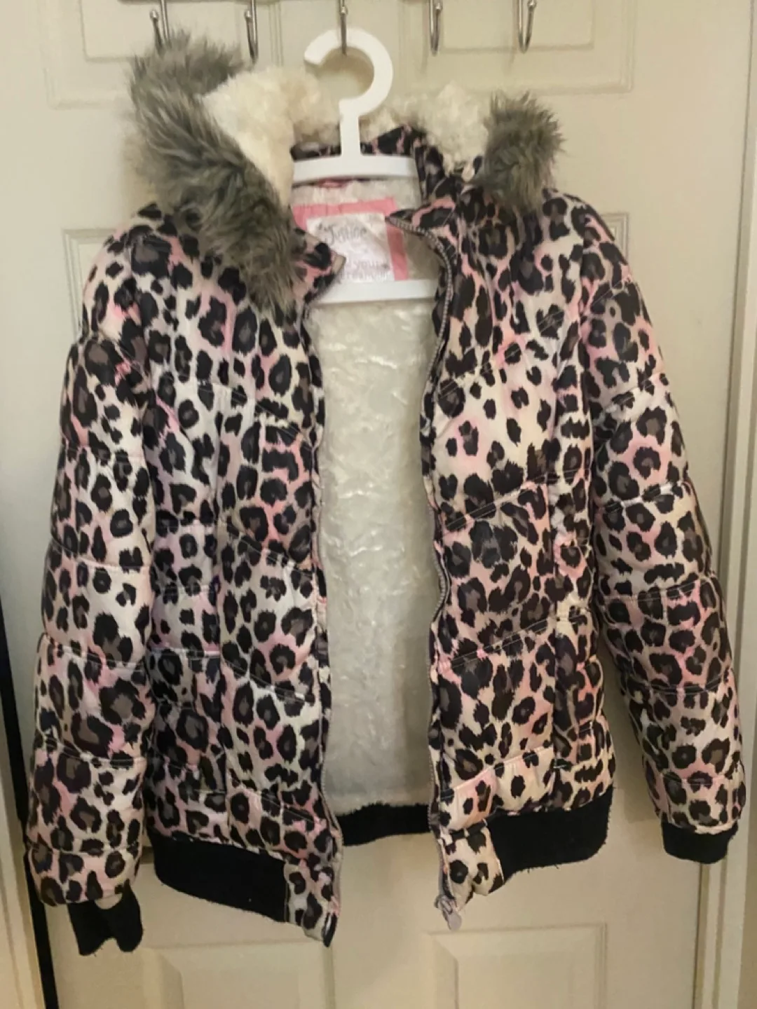 Justice Girls Leopard Print Winter Jacket Size 16/18 image indicator(6)