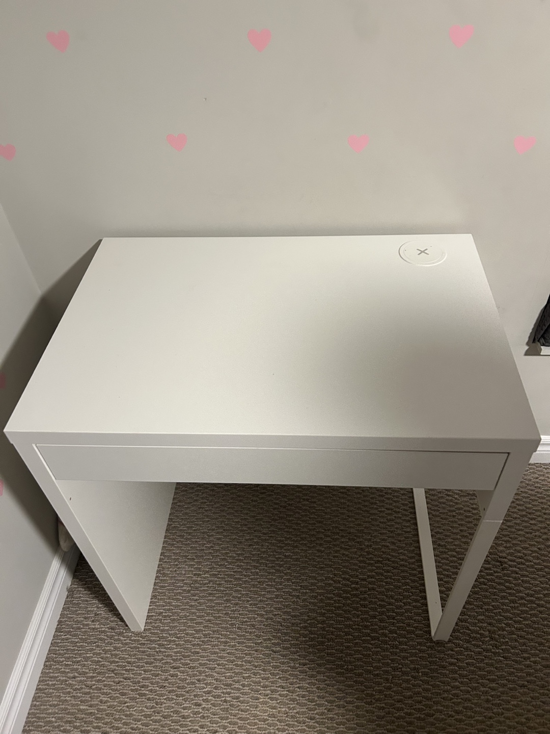 White Desk with phone charger