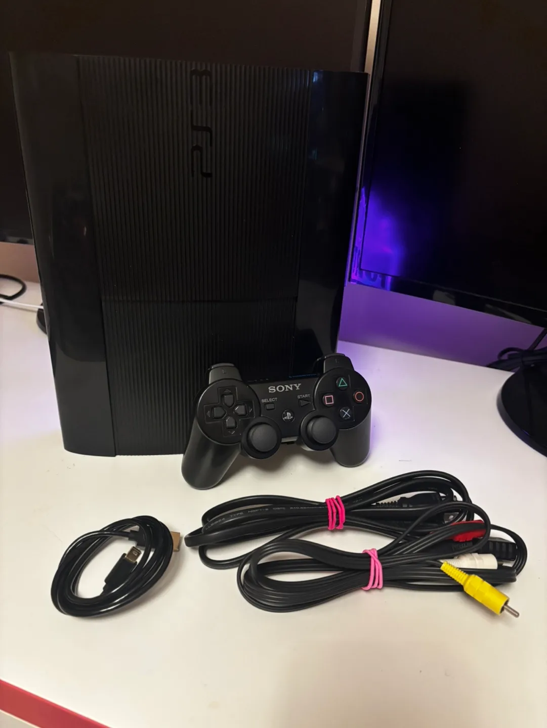 PS3 Slim Console with Controller and Cables thumbnail