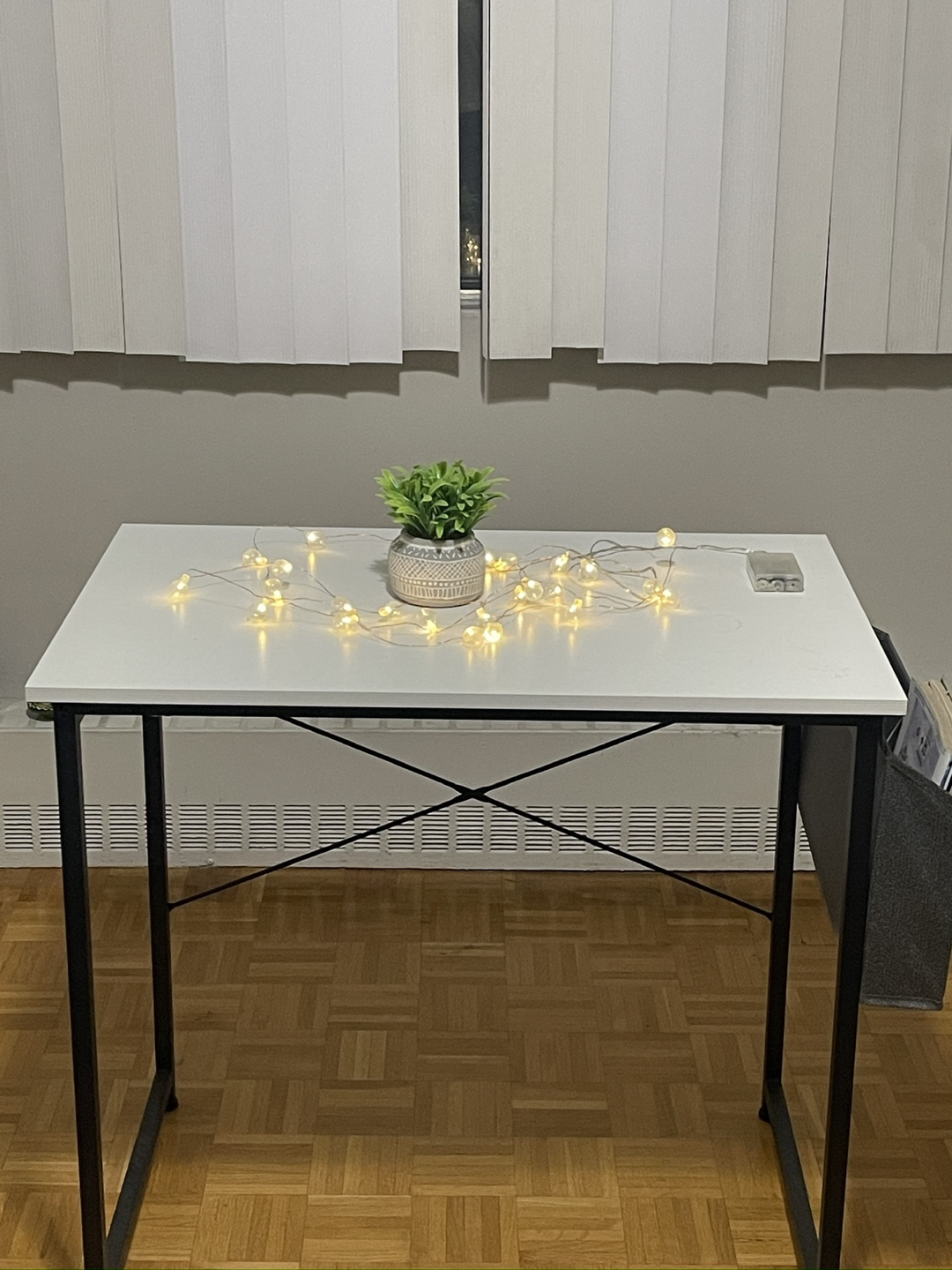 White Standing Laptop table with Storage Bag