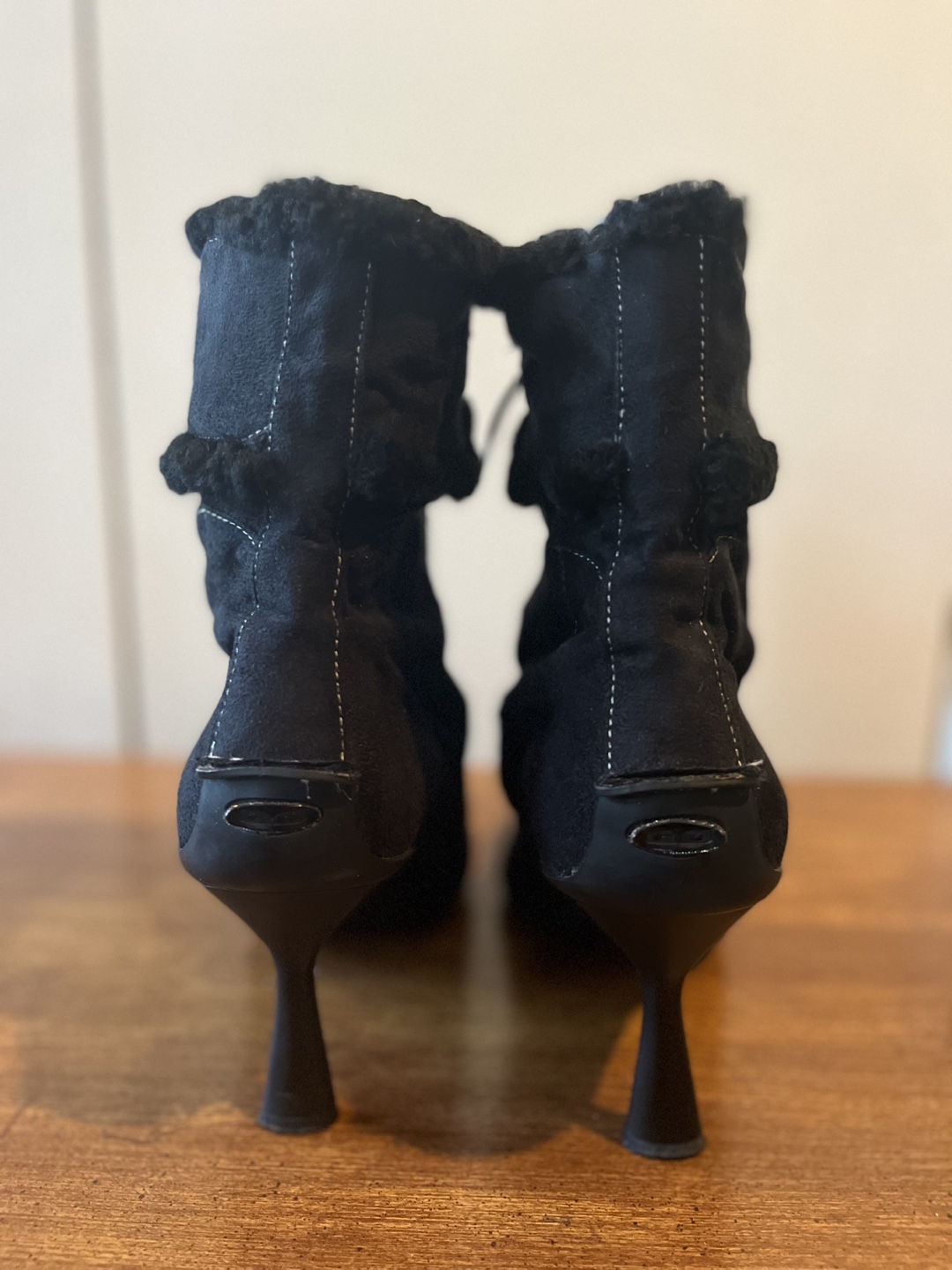 Timeless Black Suede Y2k Lace Up Heeled Ankle Bootie - photo 3