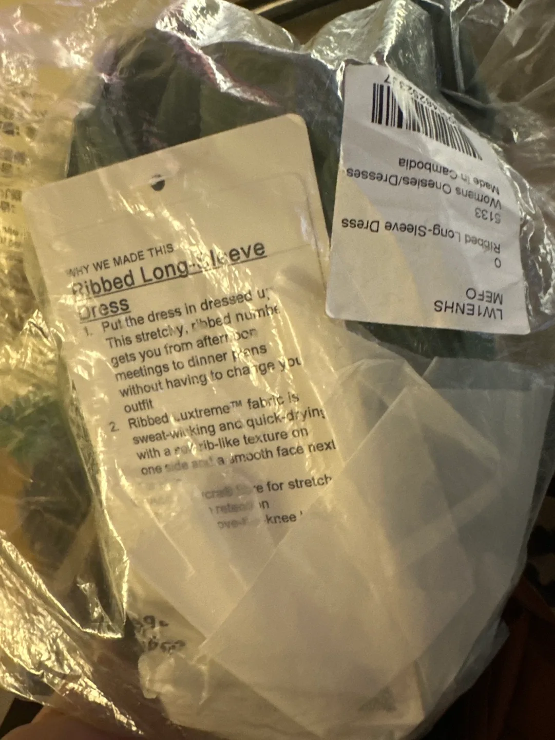 Lululemon Ribbed Long-Sleeve Dress Size 0 Medium Forest image indicator(2)