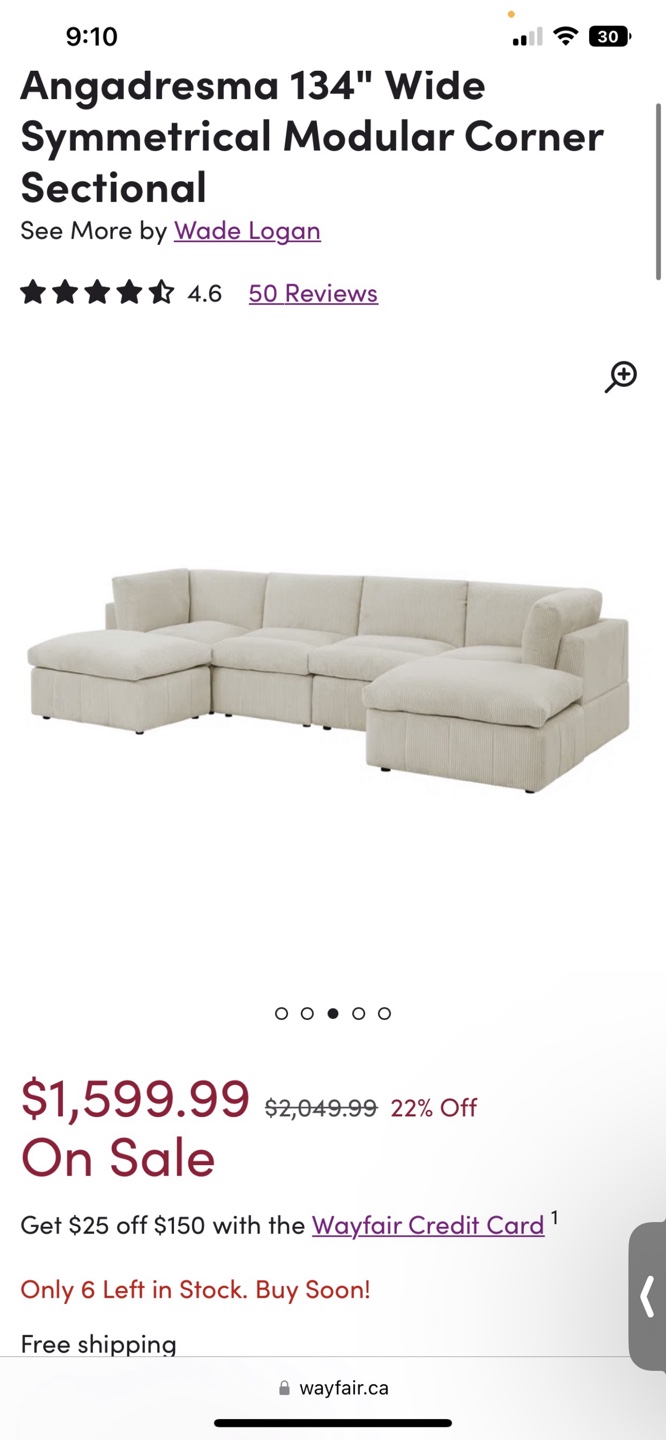 129" Wide Symmetrical Modular Sectional - photo 3