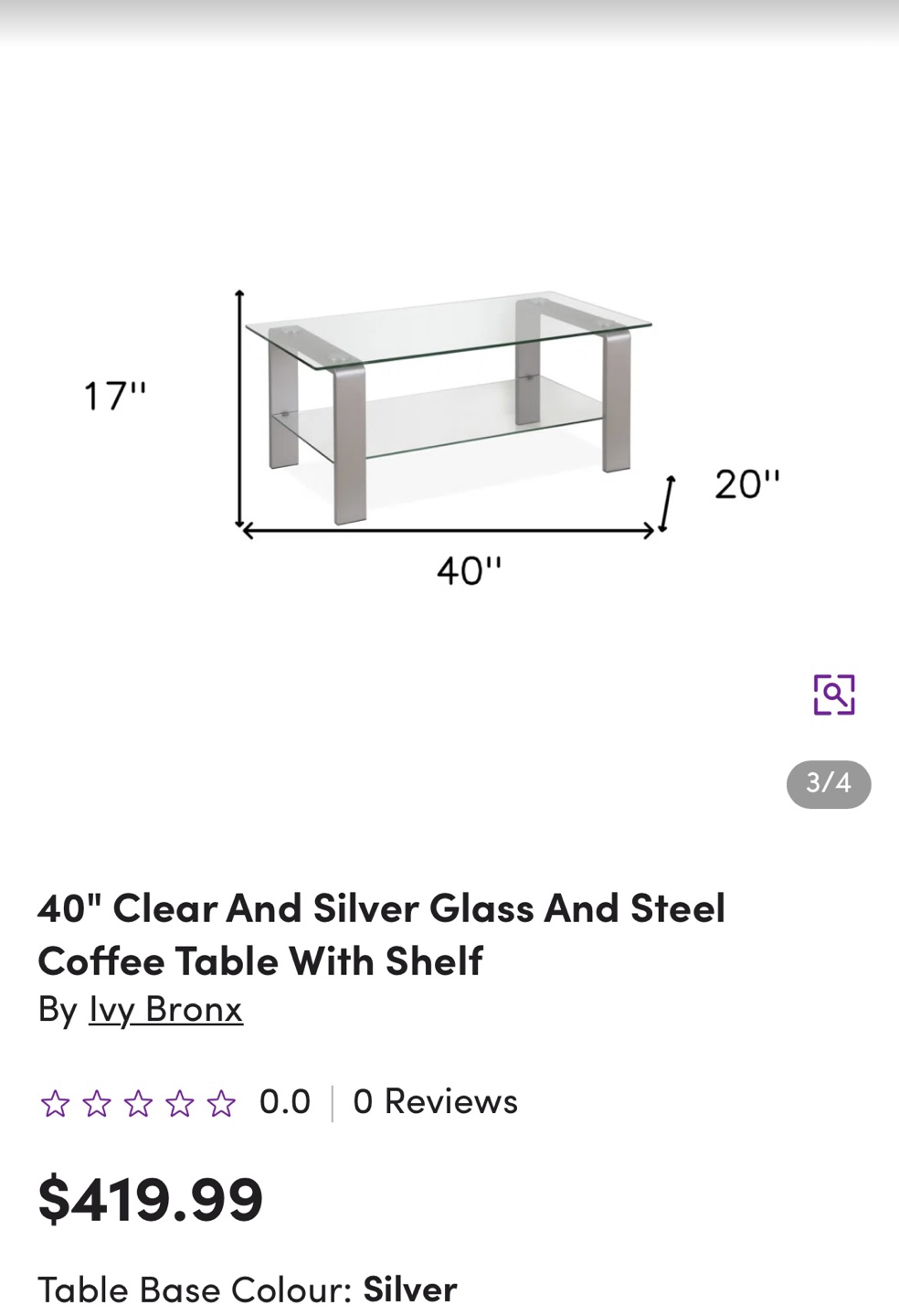 Glass Coffee Table with Metal Legs - photo 3