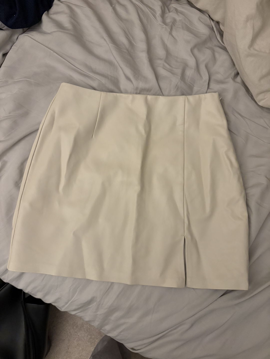 Oak + Fort Beige Faux Leather Mini Skirt