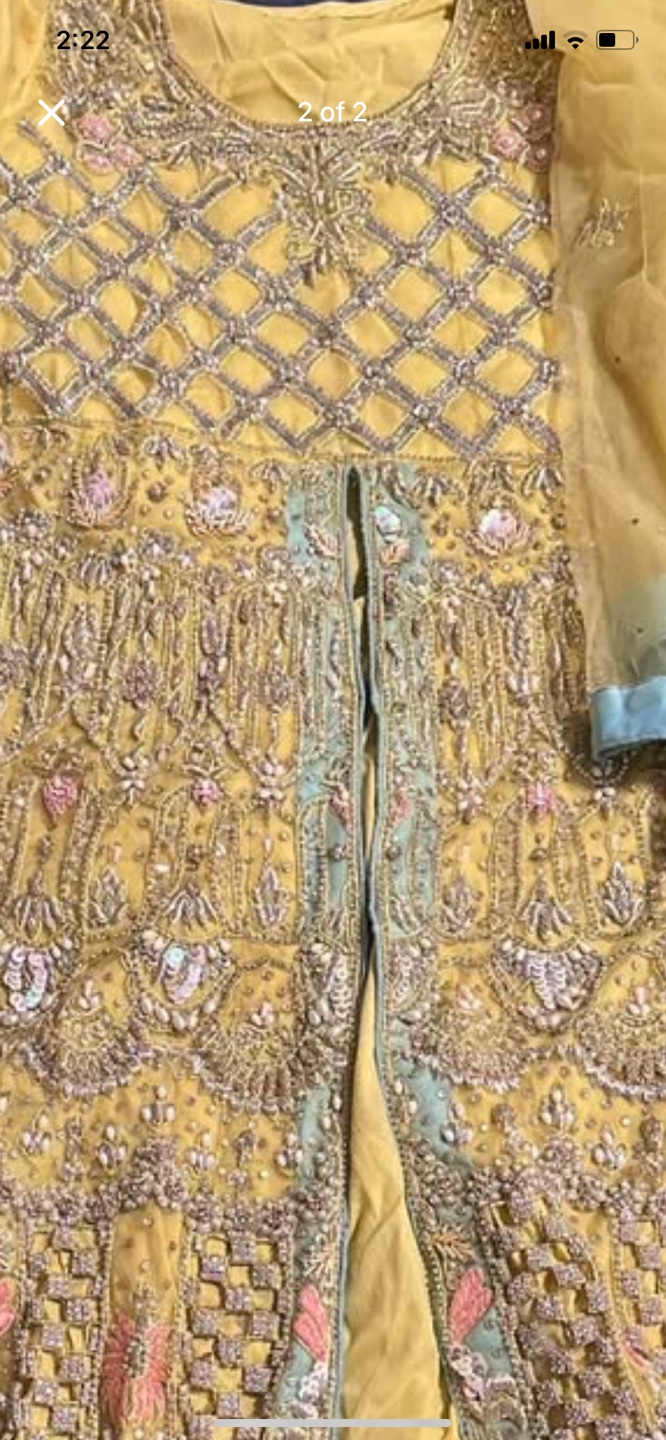 Yellow and Blue Pakistani Suit - photo 4