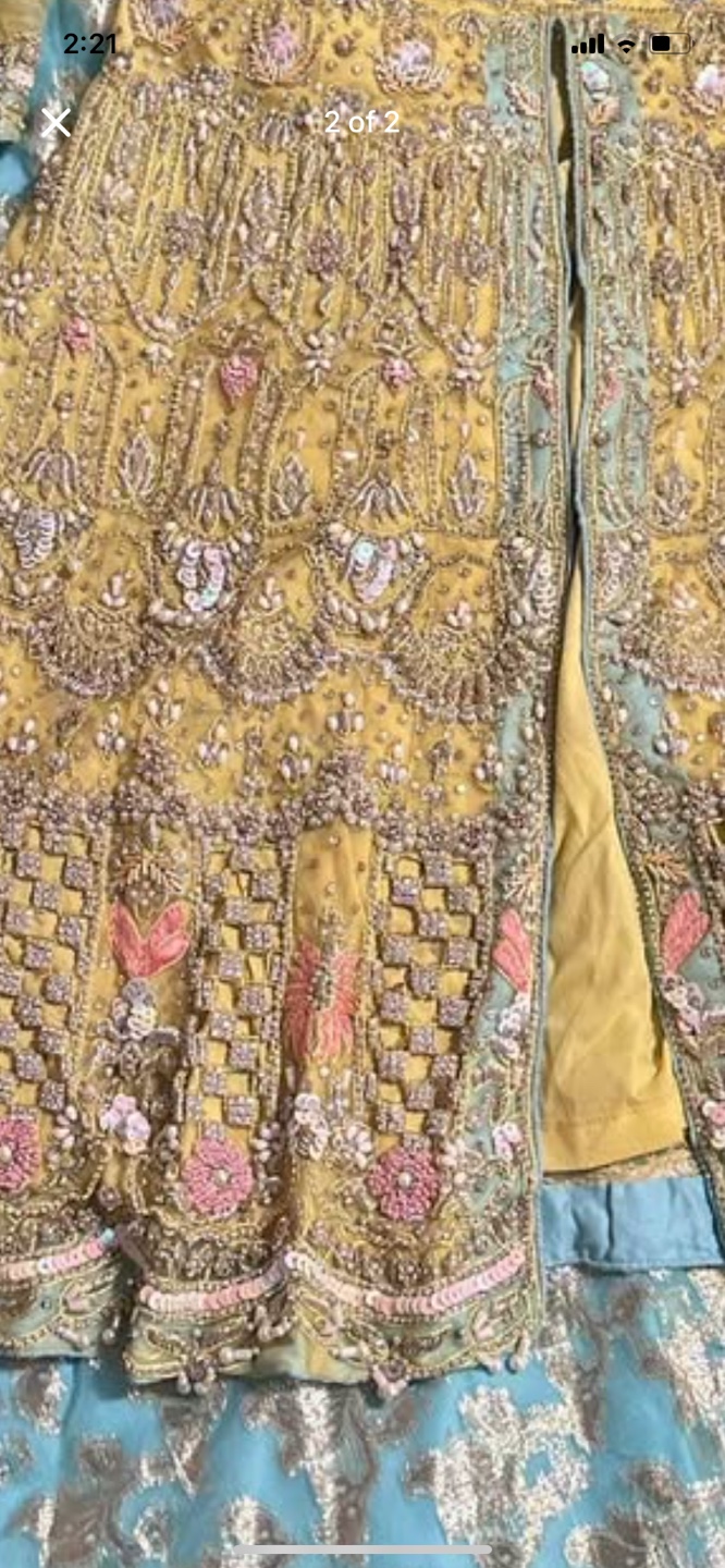 Yellow and Blue Pakistani Suit - photo 2
