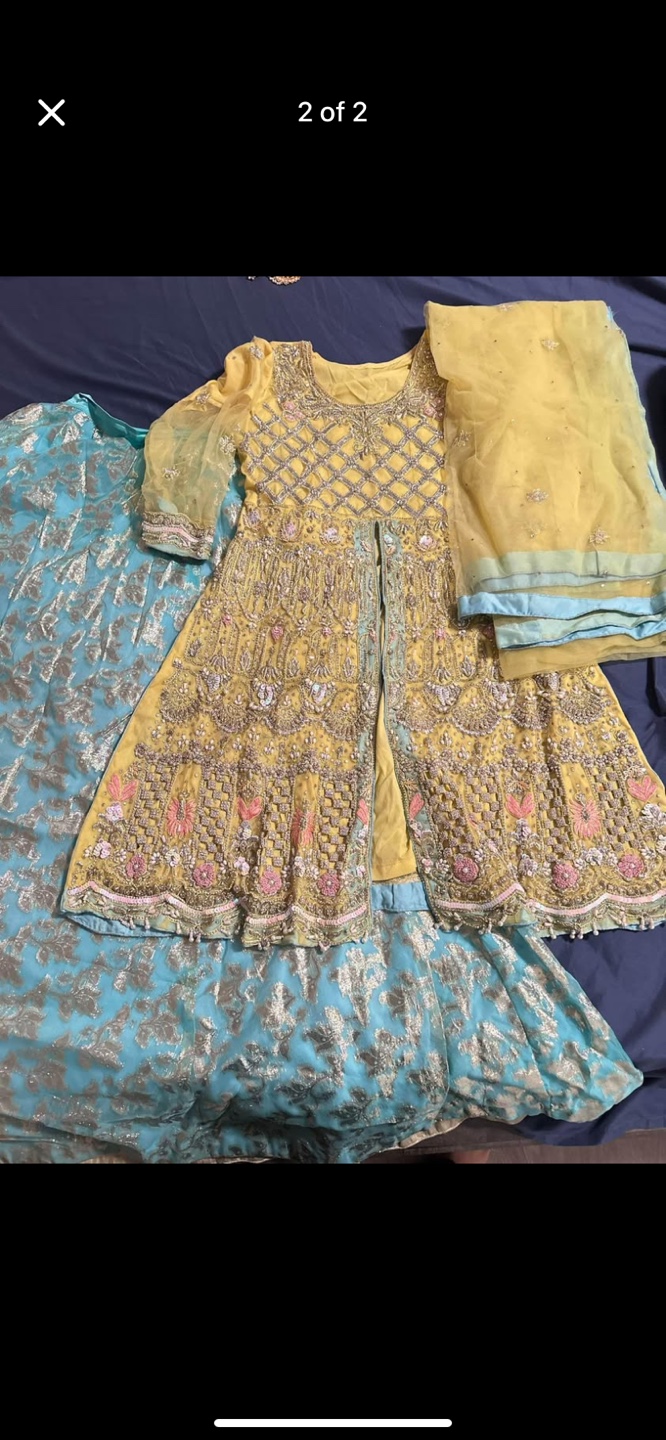 Yellow and Blue Pakistani Suit