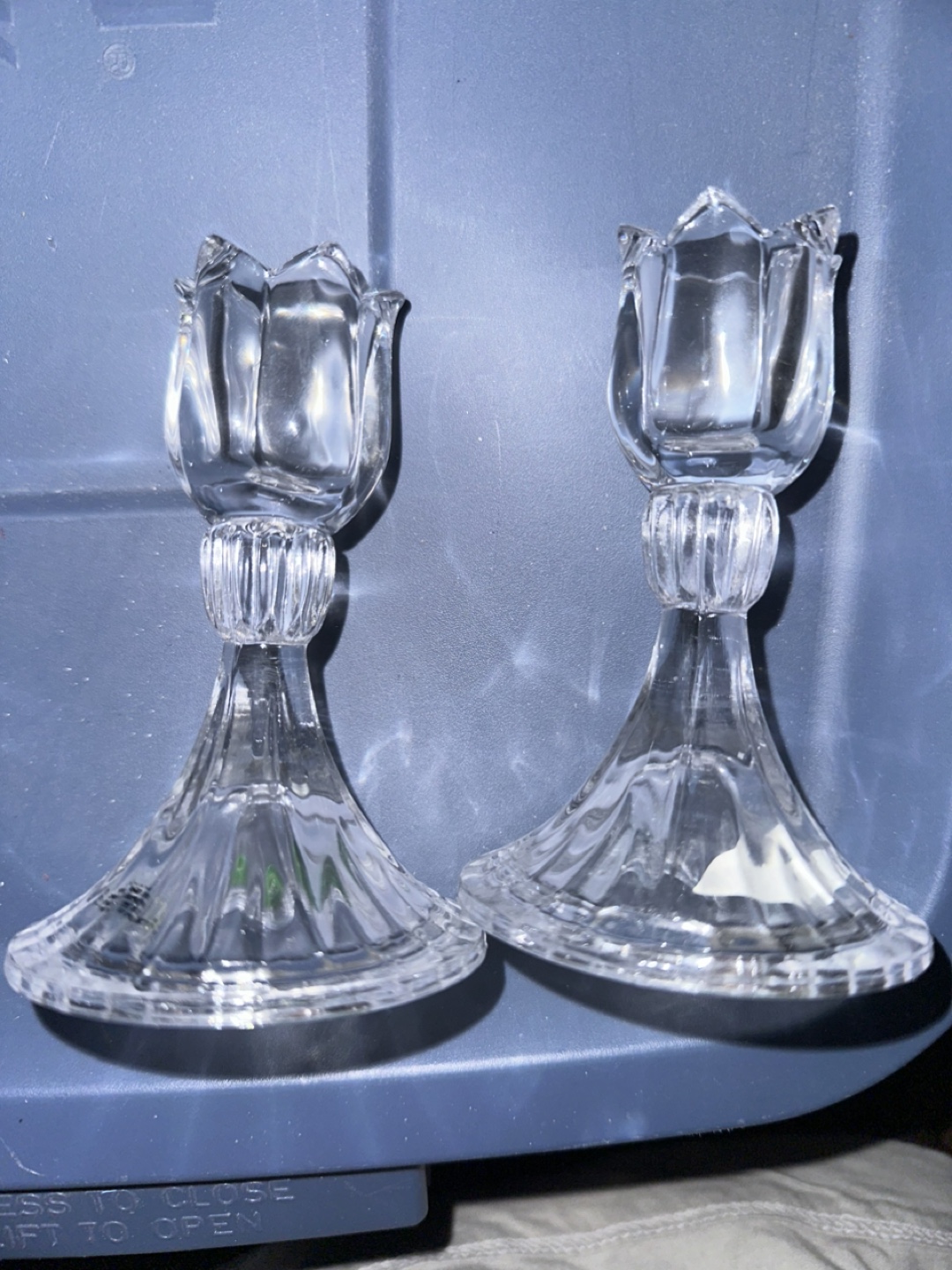 Shannon Crystal by Godinger 5'' Tall Tulip Candlestick Pair