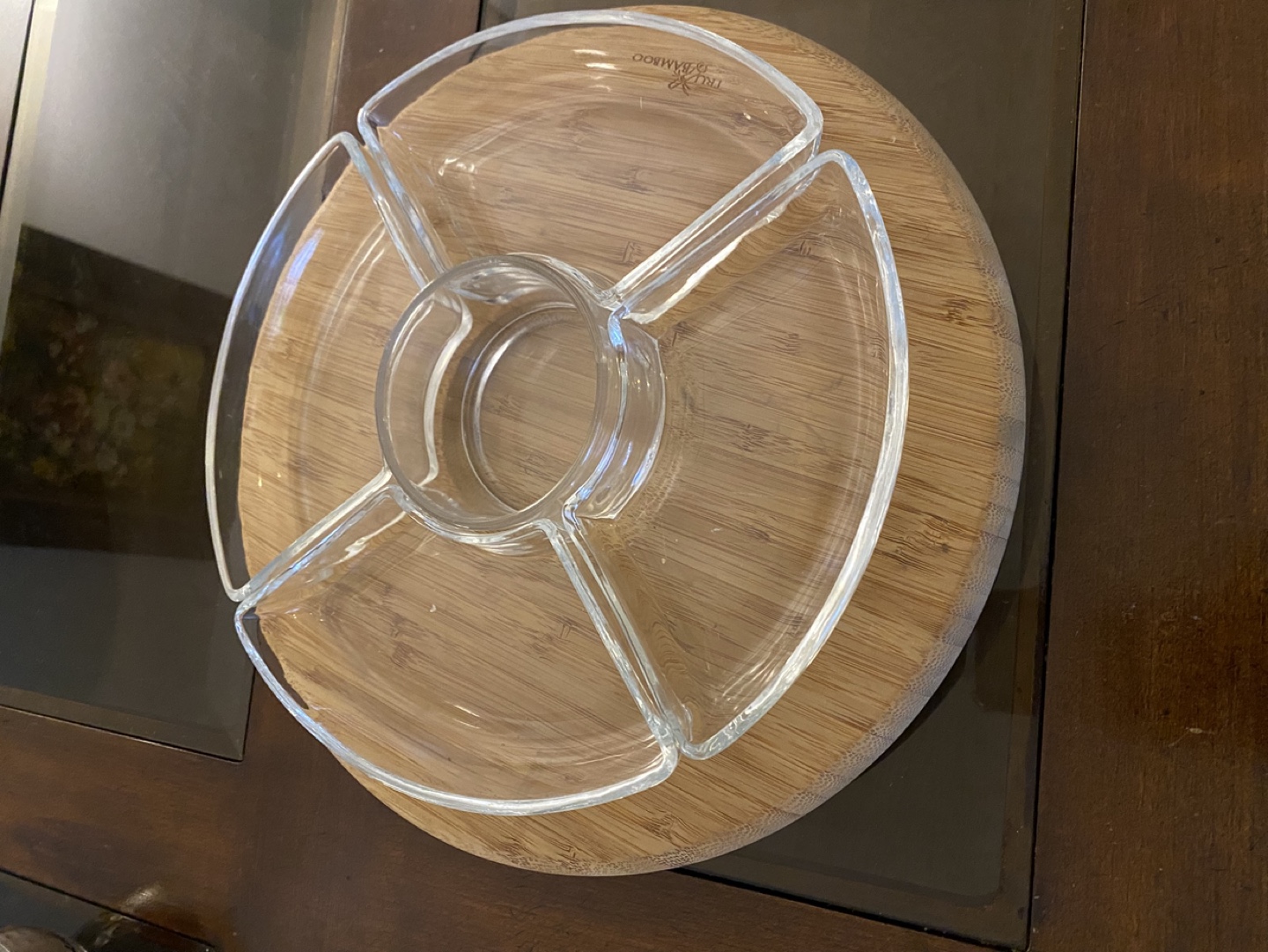 Glass Serving Tray with Bamboo Base - photo 2