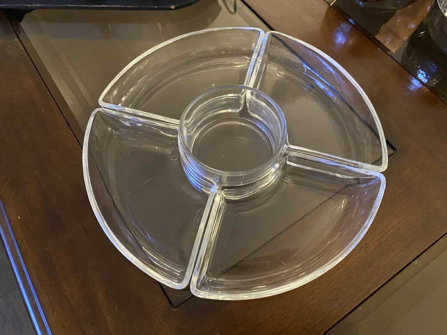 Glass Serving Tray with Bamboo Base