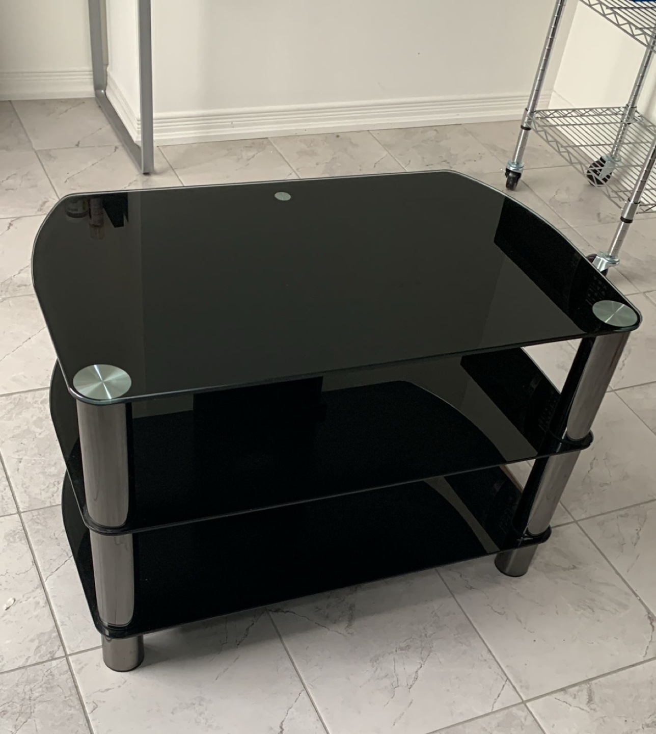 TV - glass stand with chrome legs