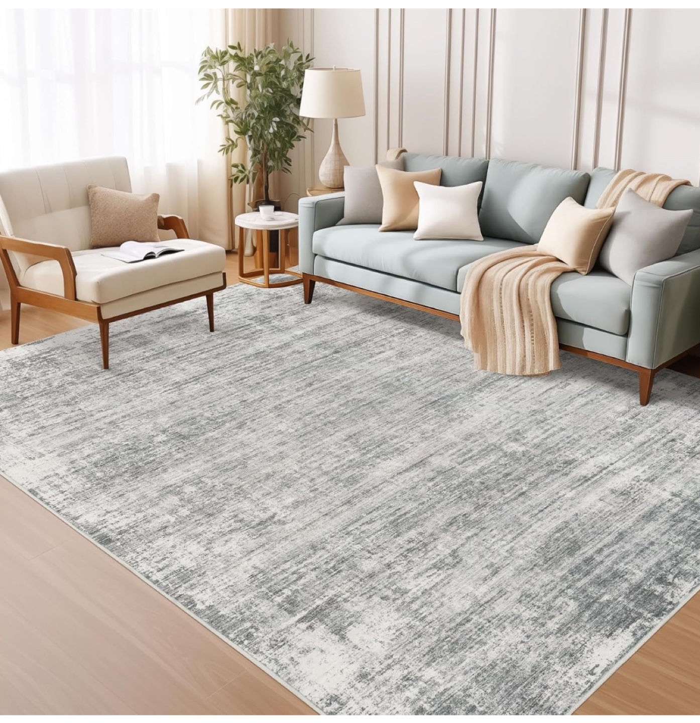 Gray and White Area Rug