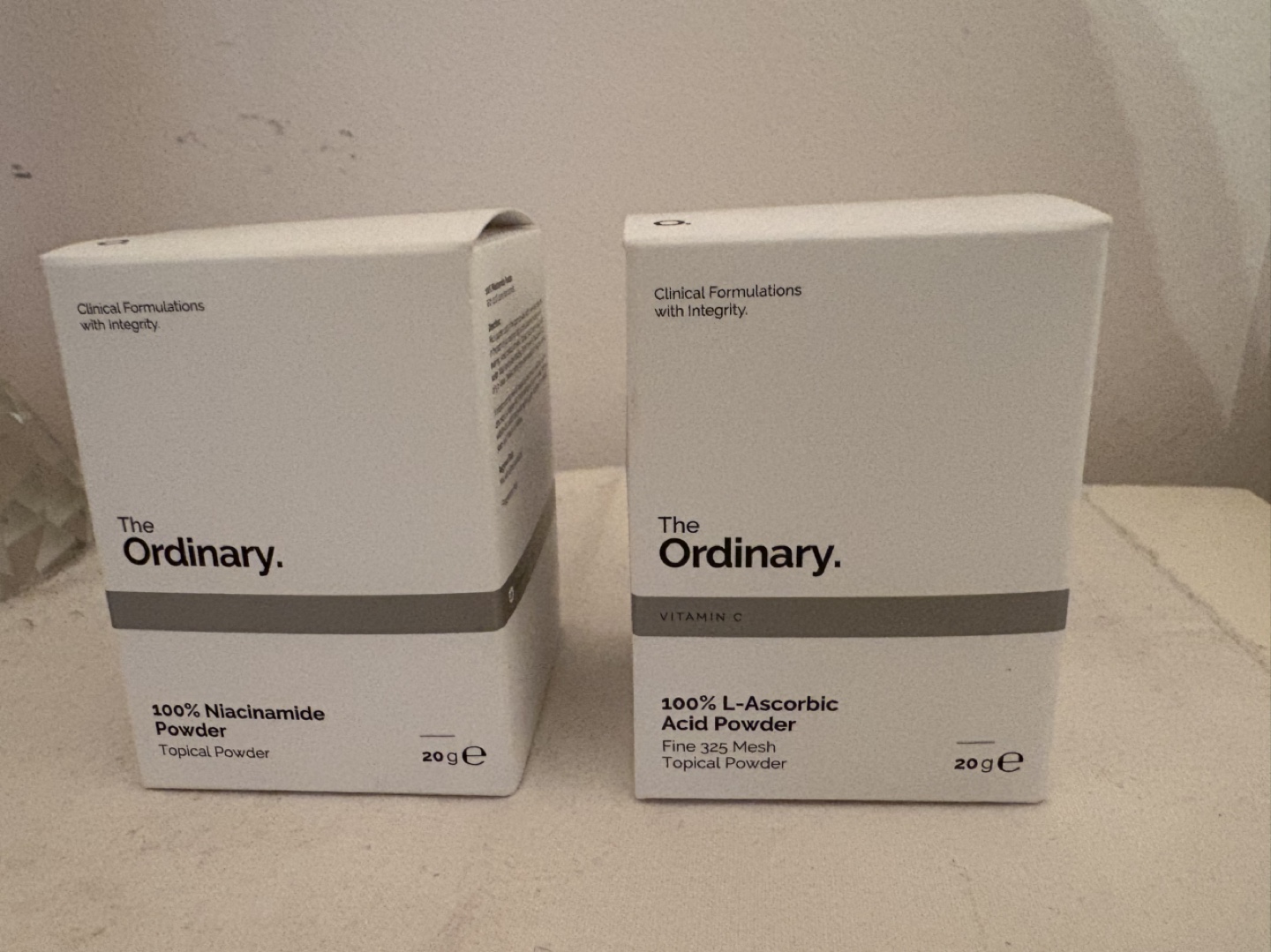 The Ordinary Niacinamidie Powder and 100% L-Ascorbic Acid Powder