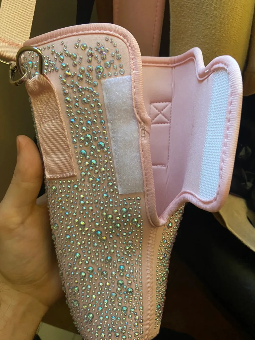 Pink Rhinestone  Water Bottle Carrier image indicator(3)