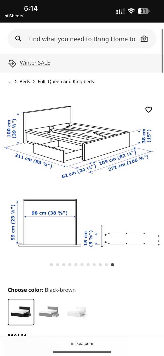 IKEA MALM King Size Bed Frame with Storage and mattress - photo 2