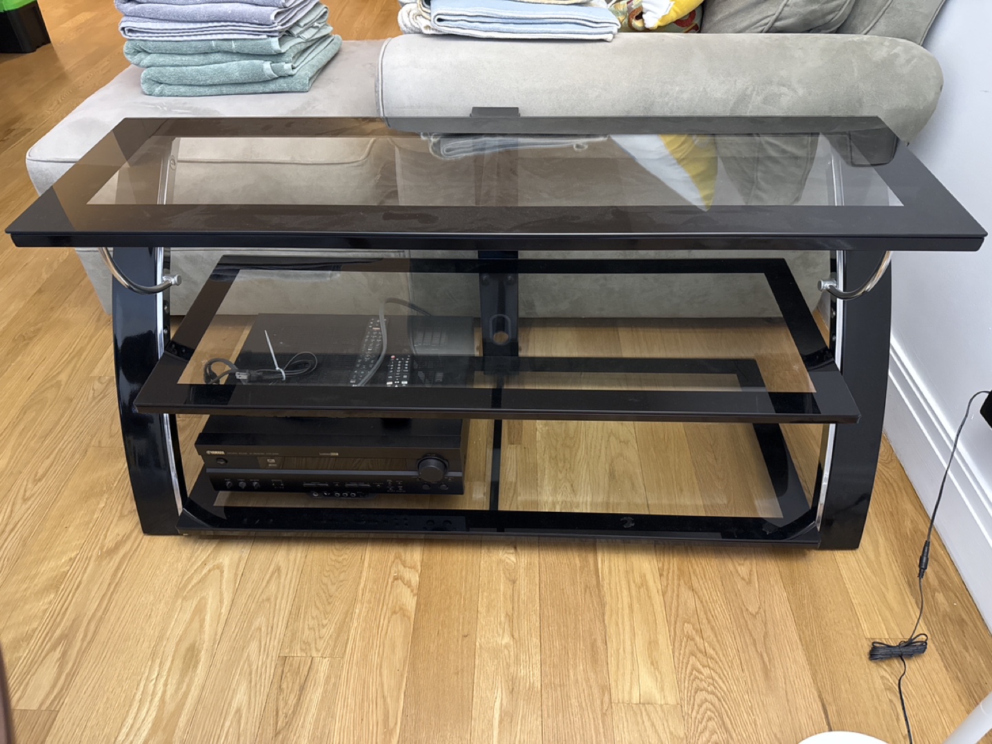 Glass and chrome TV stand