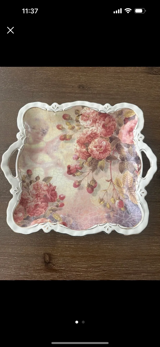 Floral Serving Tray with Handles image indicator(2)
