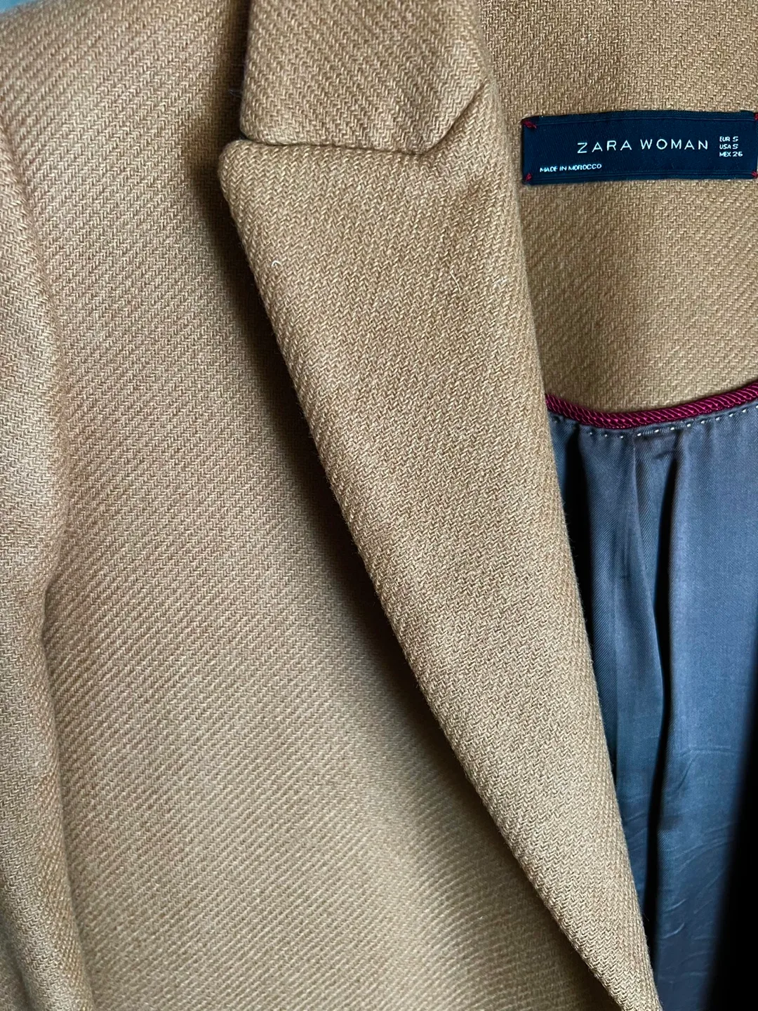 Zara Wool Camel Coat Size Small image indicator(4)