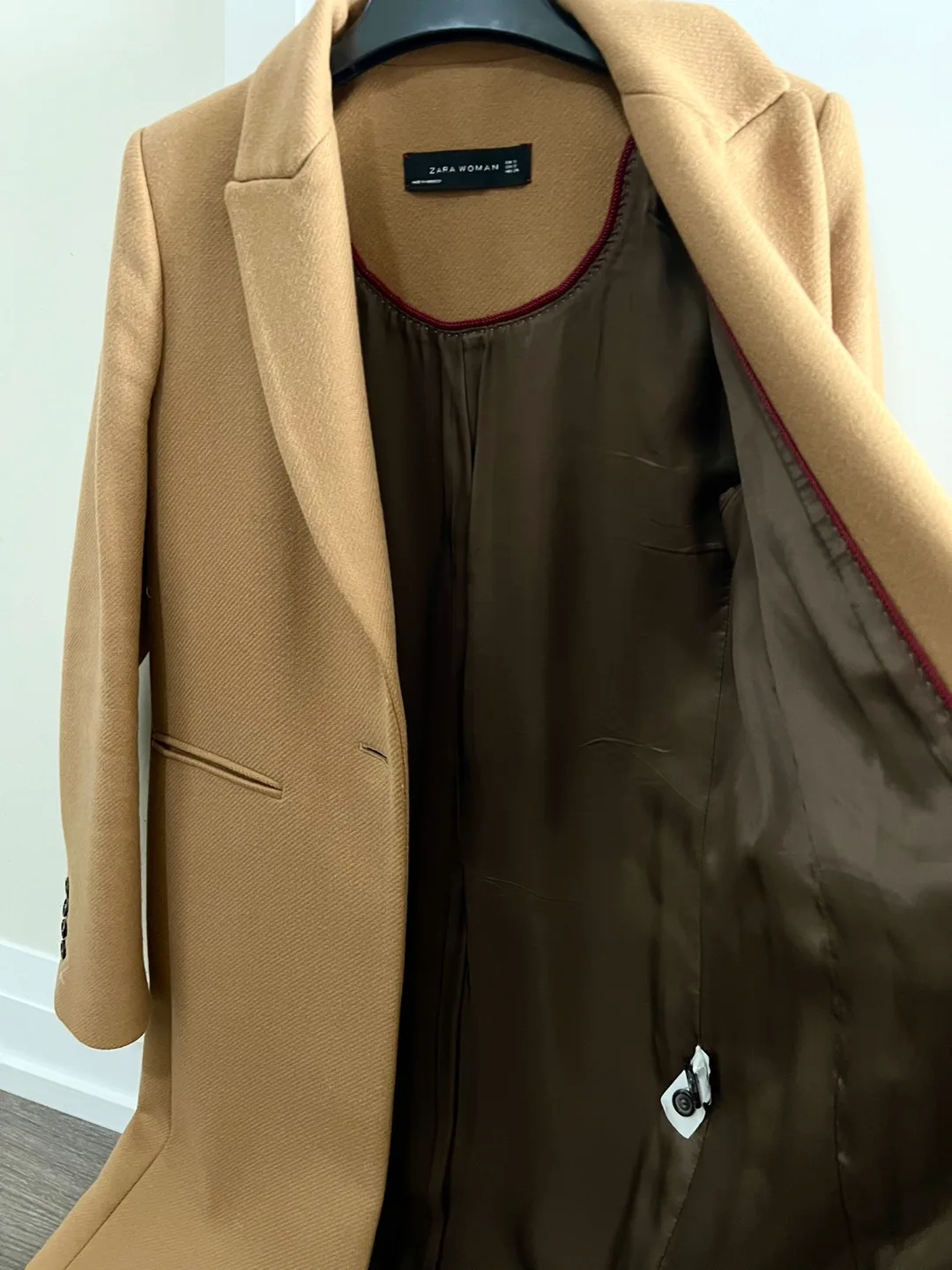 Zara Wool Camel Coat Size Small image indicator(6)