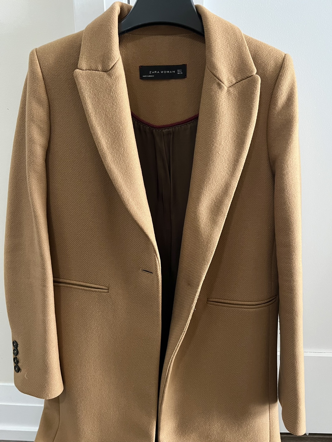 Zara Wool Camel Coat Size Small