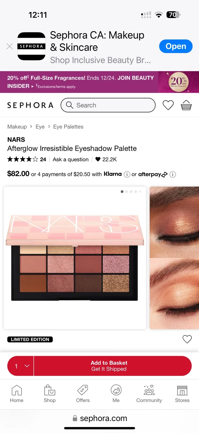 NARS Afterglow Eyeshadow Palette 🆕 Retail: $82.00 before tax image indicator(7)