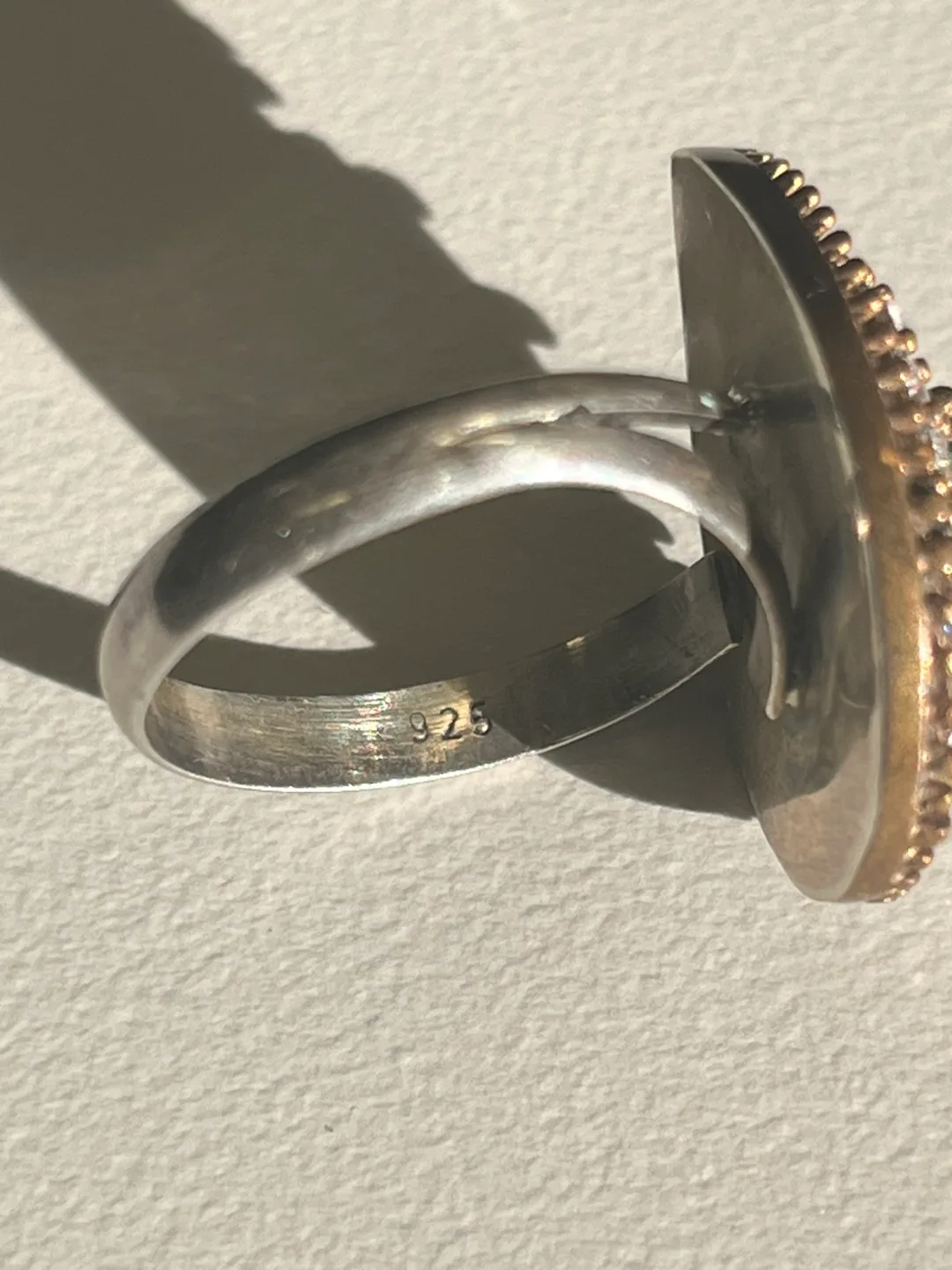 Sterling Silver Ring with Green Stone and CZ and rose gold image indicator(5)