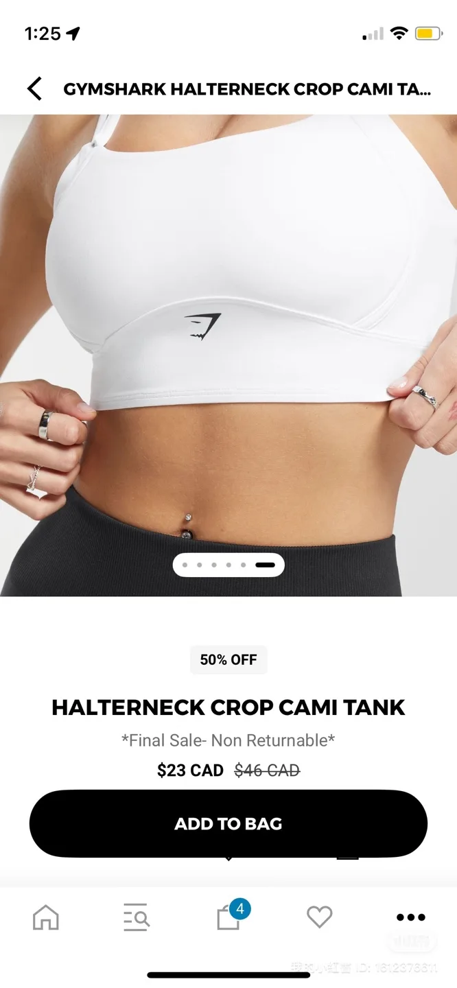 Gymshark White Halter Neck Crop Cami Tank image indicator(2)