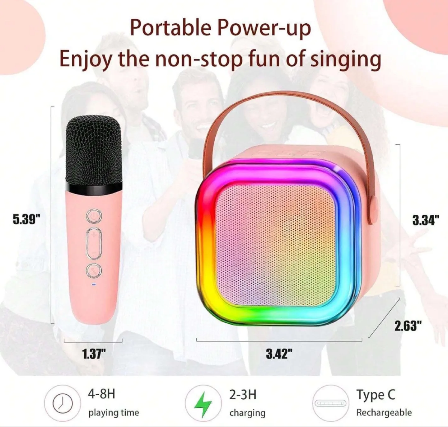 Wireless Karaoke Speaker with Two Microphones image indicator(7)