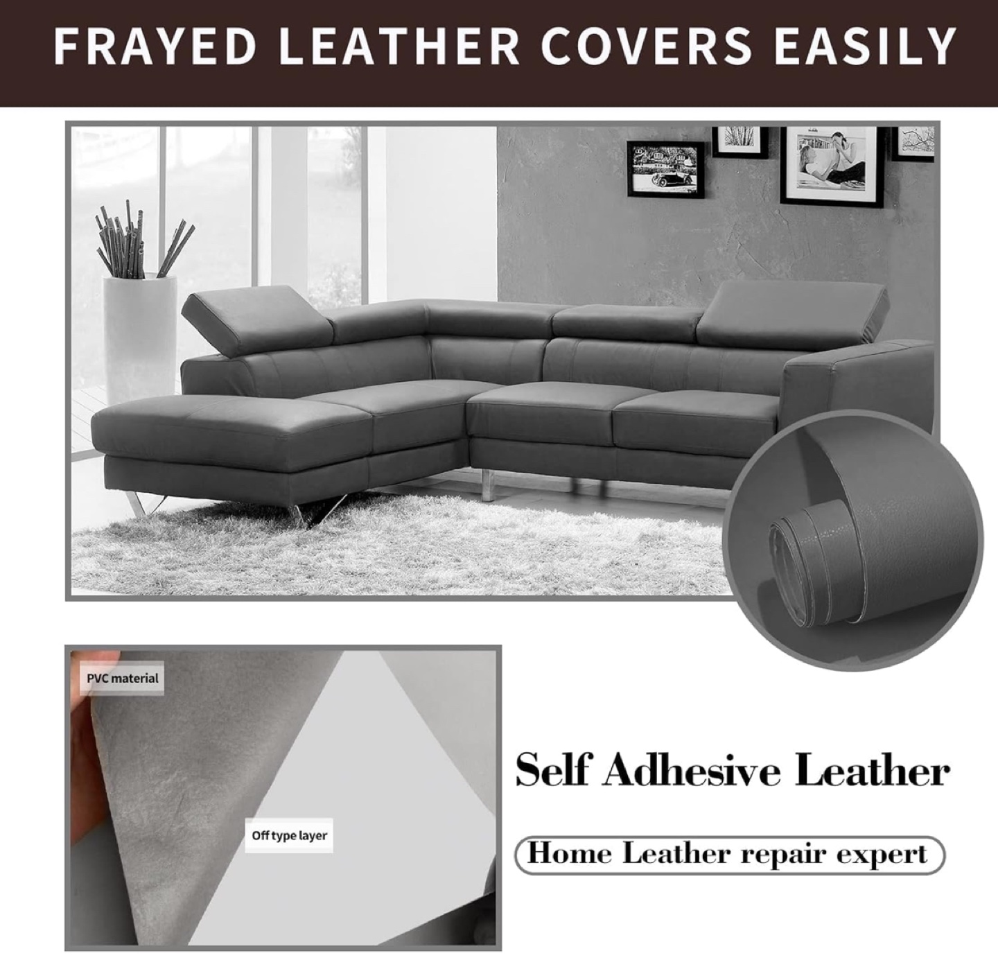 Leather Repair Patch grey