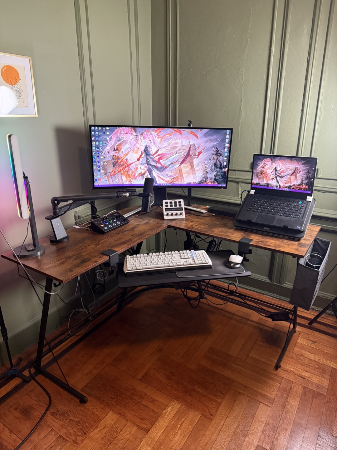 Desk L Shaped + Keyboard Tray — Gaming Desk, Office Desk